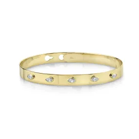 0.41CT DIAMOND MARQUISE BEZEL LATCH LOCK BANGLE