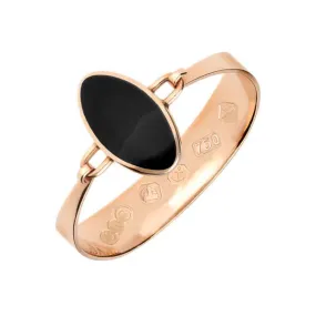 18ct Rose Gold Whitby Jet Oval Stone Heavy Bangle