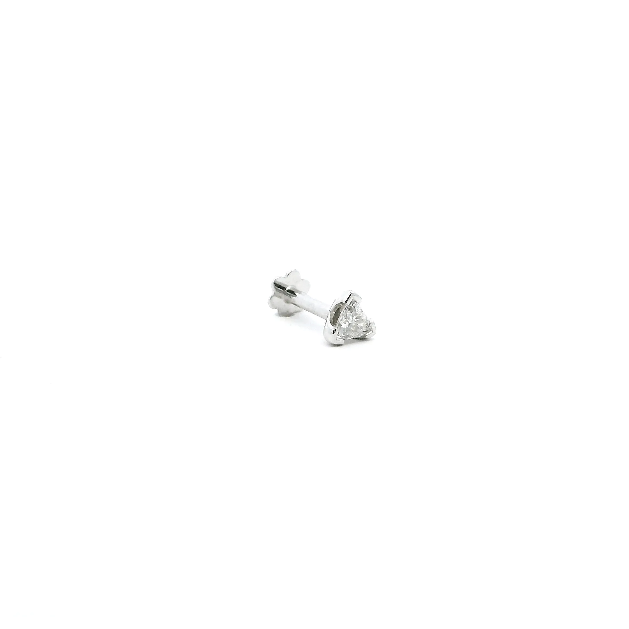 18ct White Gold Triangle-Shaped Diamond Screw Back Nose Stud