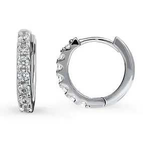 7-Stone CZ Small Hoop Earrings in Sterling Silver 0.55