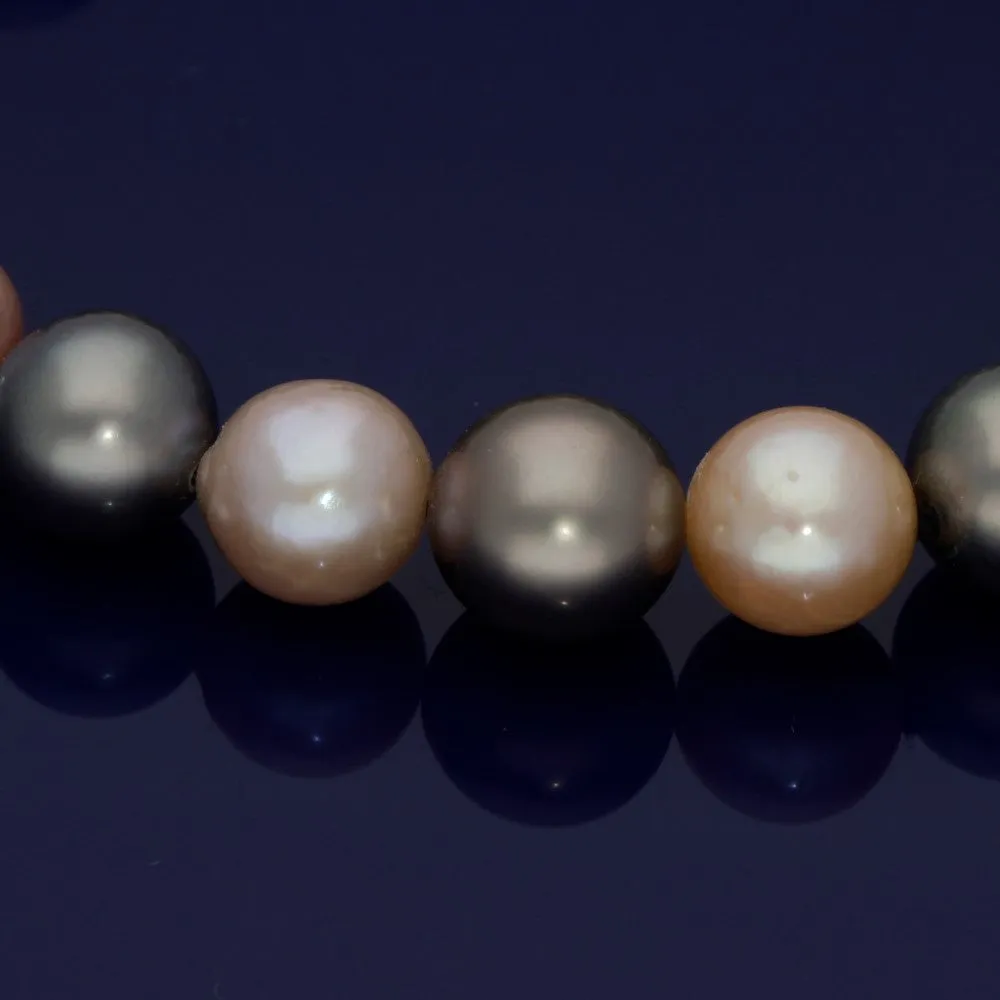 8-10mm Grey Tahitian Pearls and Pink Freshwater Pearl Bracelet