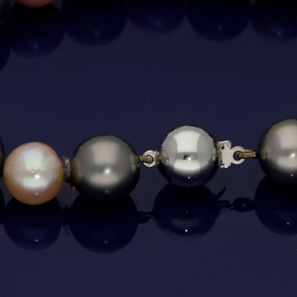 8-10mm Grey Tahitian Pearls and Pink Freshwater Pearl Bracelet