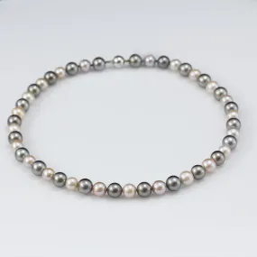 8-10mm Grey Tahitian Pearls and Pink Freshwater Pearl Necklace 18”