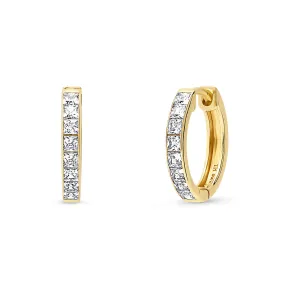 Bar CZ Medium Hoop Earrings in Gold Flashed Sterling Silver