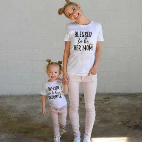 BLESSED.  Mummy & ME Matching Tee Set White - (MRK X)