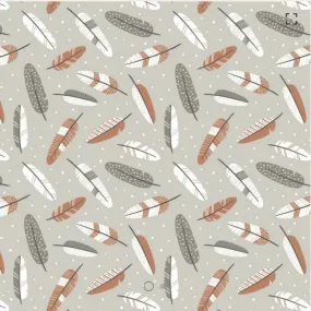 Brown, Grey and White Feather FLANNEL on Tan