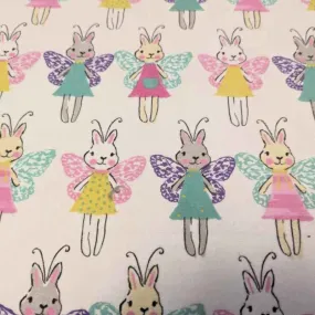 Butterfly Rabbit FLANNEL on White