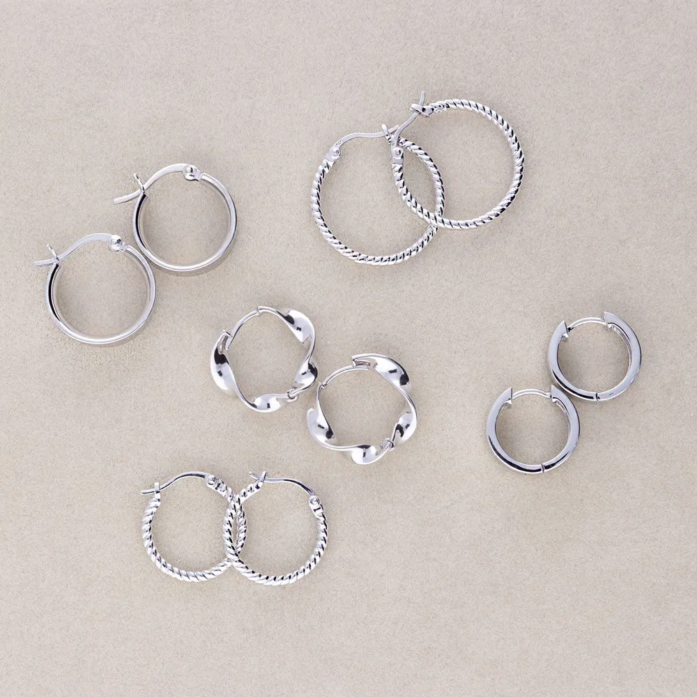 Cable Medium Hoop Earrings in Sterling Silver 0.88