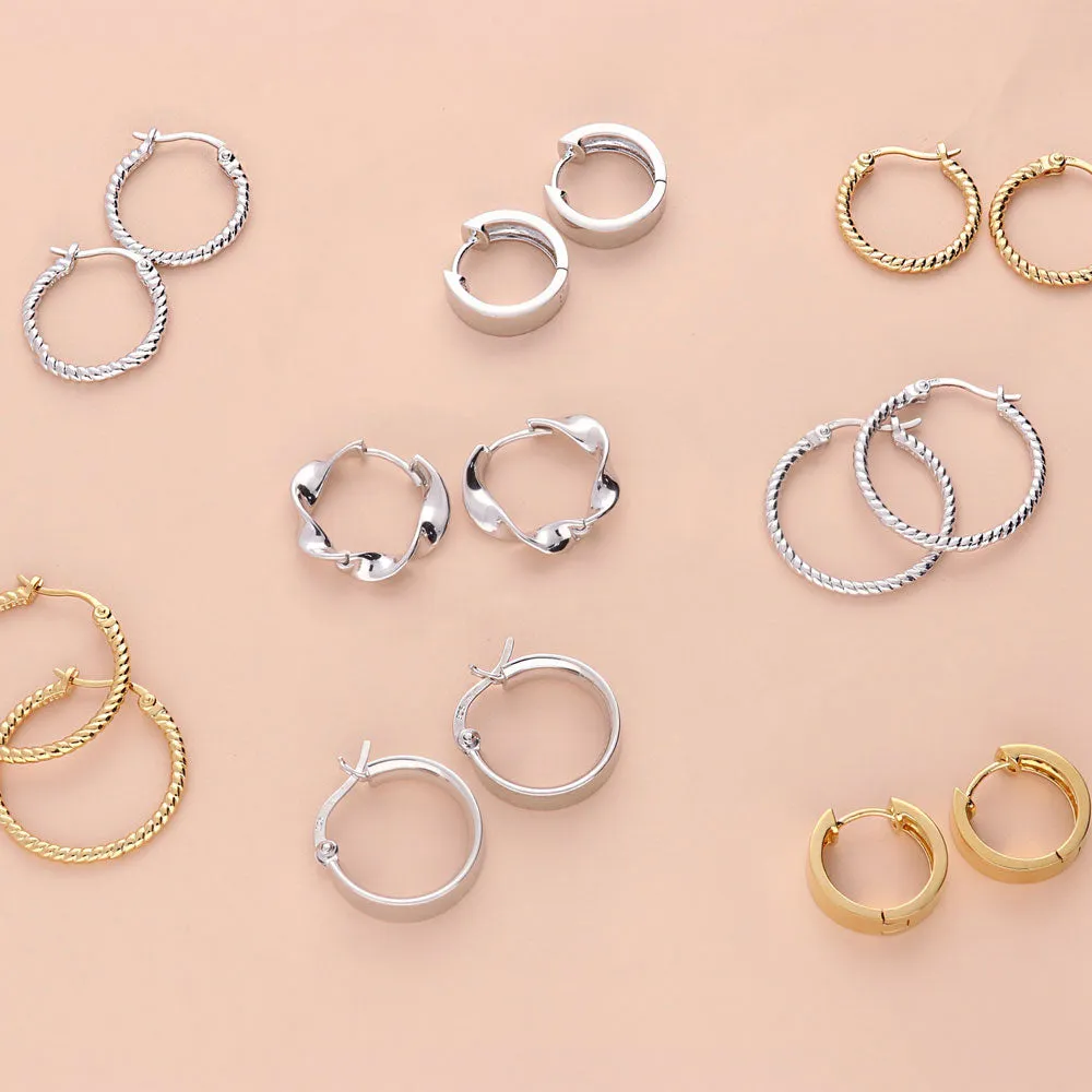 Cable Medium Hoop Earrings in Sterling Silver 0.88