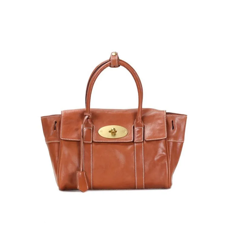 Chic Design Vegetable Tanned Leather Shoulder Bag Women's Tote Bag