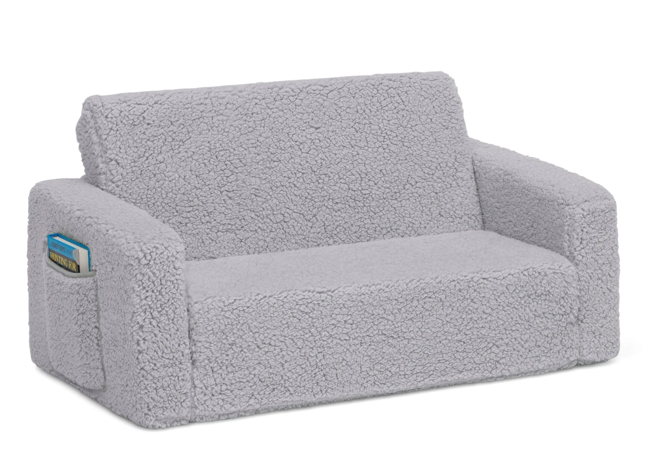 Cozee Flip-Out Sherpa 2-in-1 Convertible Sofa to Lounger for Kids