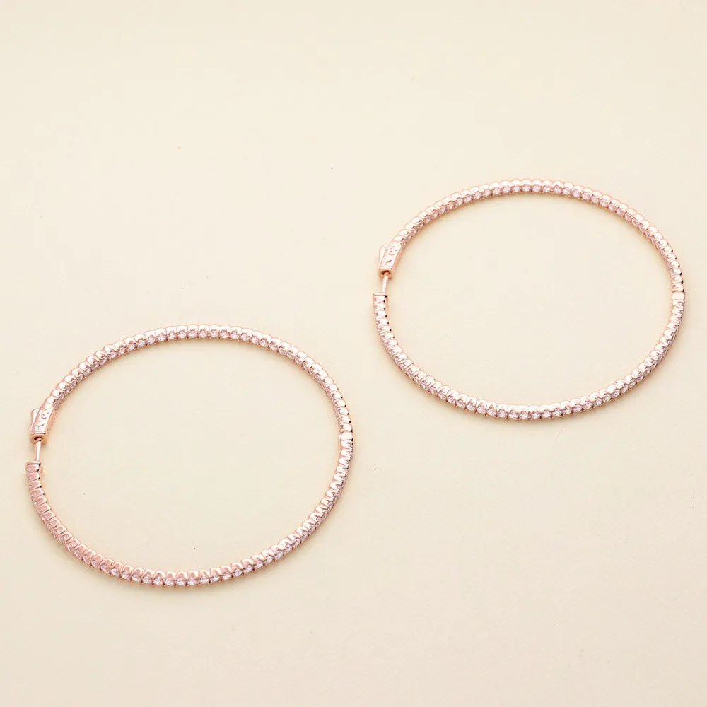 CZ Large Inside-Out Hoop Earrings in Sterling Silver 2.5