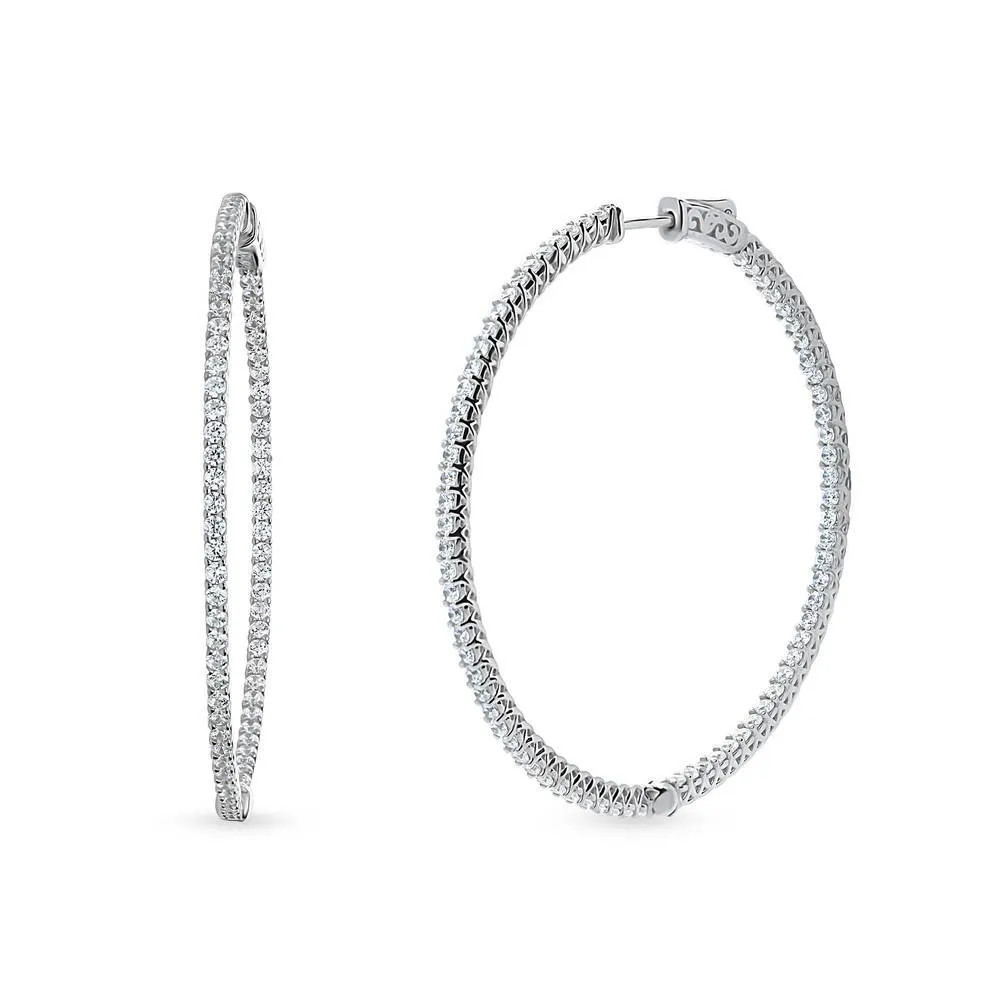 CZ Large Inside-Out Hoop Earrings in Sterling Silver 2