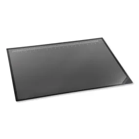 Desk Pad With Transparent Lift-top Overlay And Antimicrobial Protection, 24 X 19, Black Pad, Transparent Frost Overlay