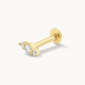 Diamond Trio Bar Helix Single Stud Earring in 10k Gold