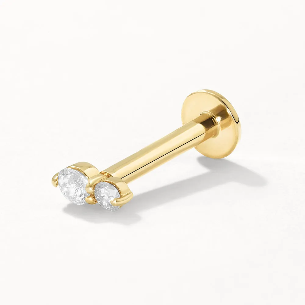 Diamond Twin Cluster Helix Single Stud Earring in 10k Gold