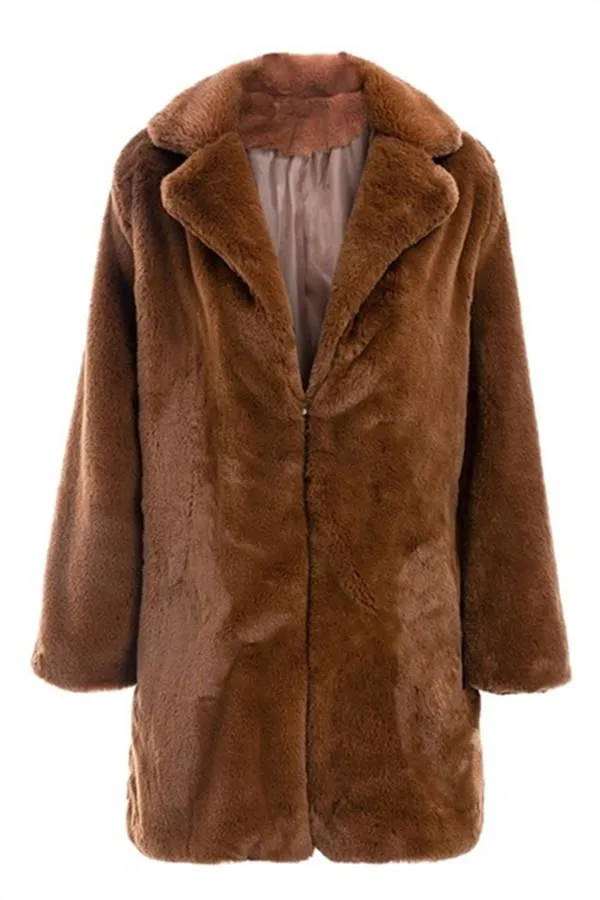 elveswallet Elegant Shaggy Faux Fur Teddy Coat