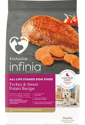 Exclusive Infinia All Life Stages Dog Food Turkey & Sweet Potato Recipe