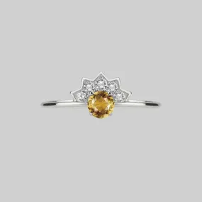 FLAPPER. Citrine Sunburst Silver Ring