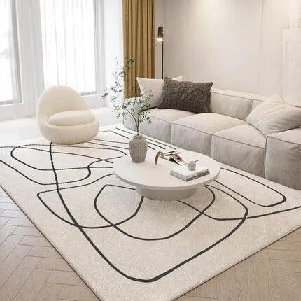 Fluffy Cashmere-style Living Room Rug Set for Sofa and Coffee Table