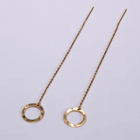 Geometric Circle Threader Earrings - Choose Your Metal - 14 Karat Gold or Sterling Silver