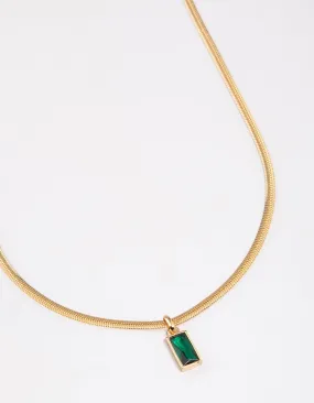 Gold Plated Classic Cubic Zirconia Baguette Necklace