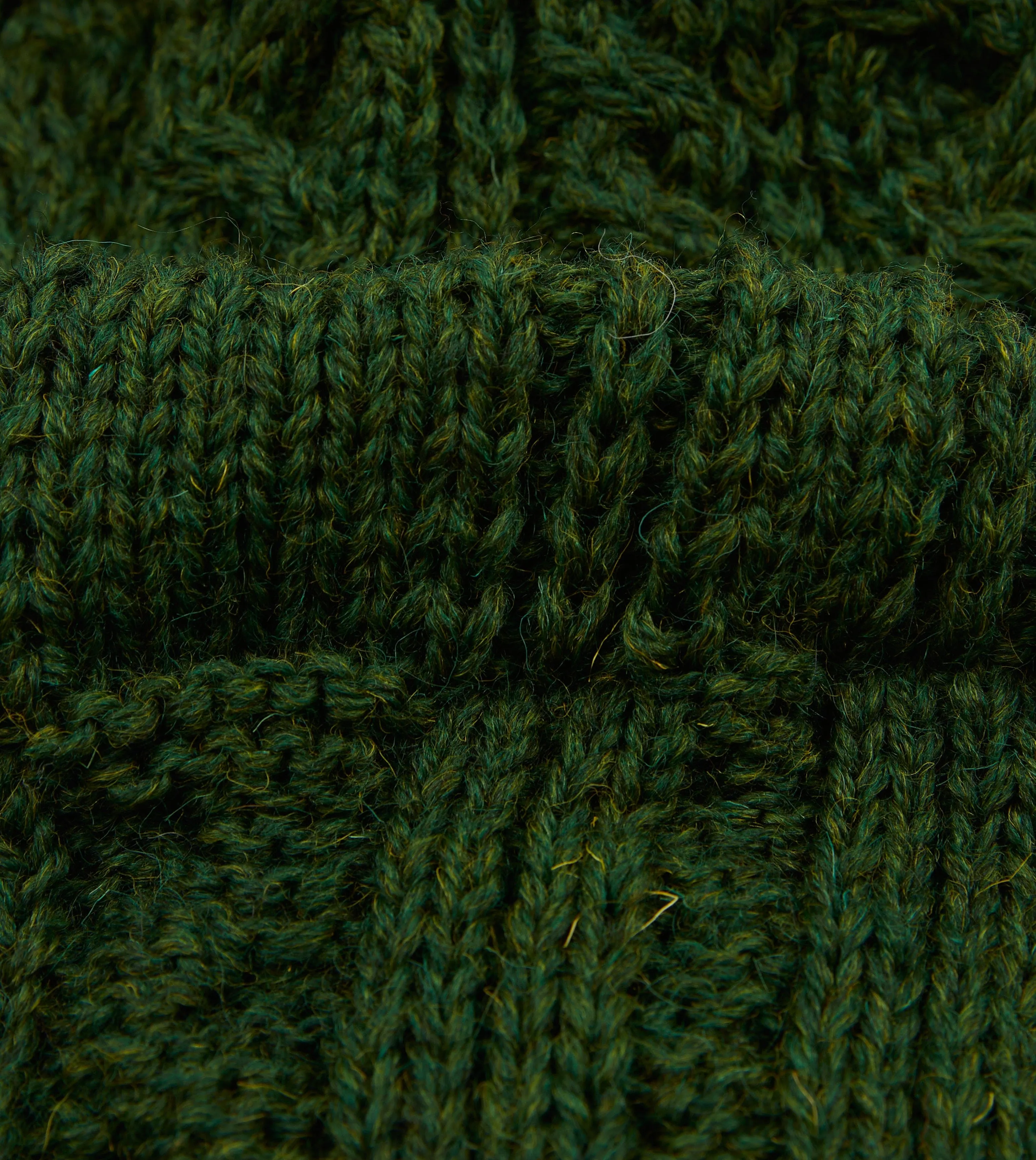 Green Wool Cable Knit Cap