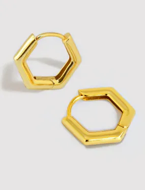 INNOVATE Hexagon Huggies Earrings | 18K Gold Over Sterling Silver