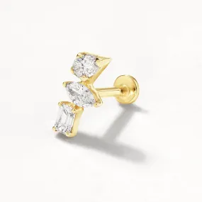 Laboratory-Grown Diamond Fancy Trio Helix Single Stud Earring in 10k Gold