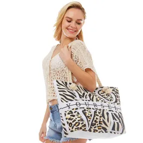 Love Yourself Animal Pattern Beach Bag