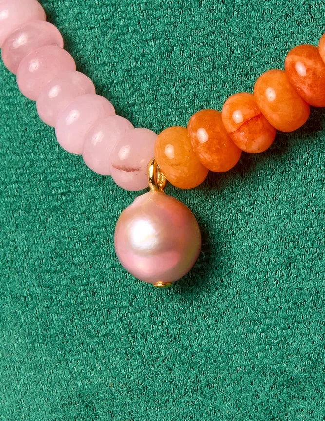 Mermaid Beaded Necklace | Pink/Orange