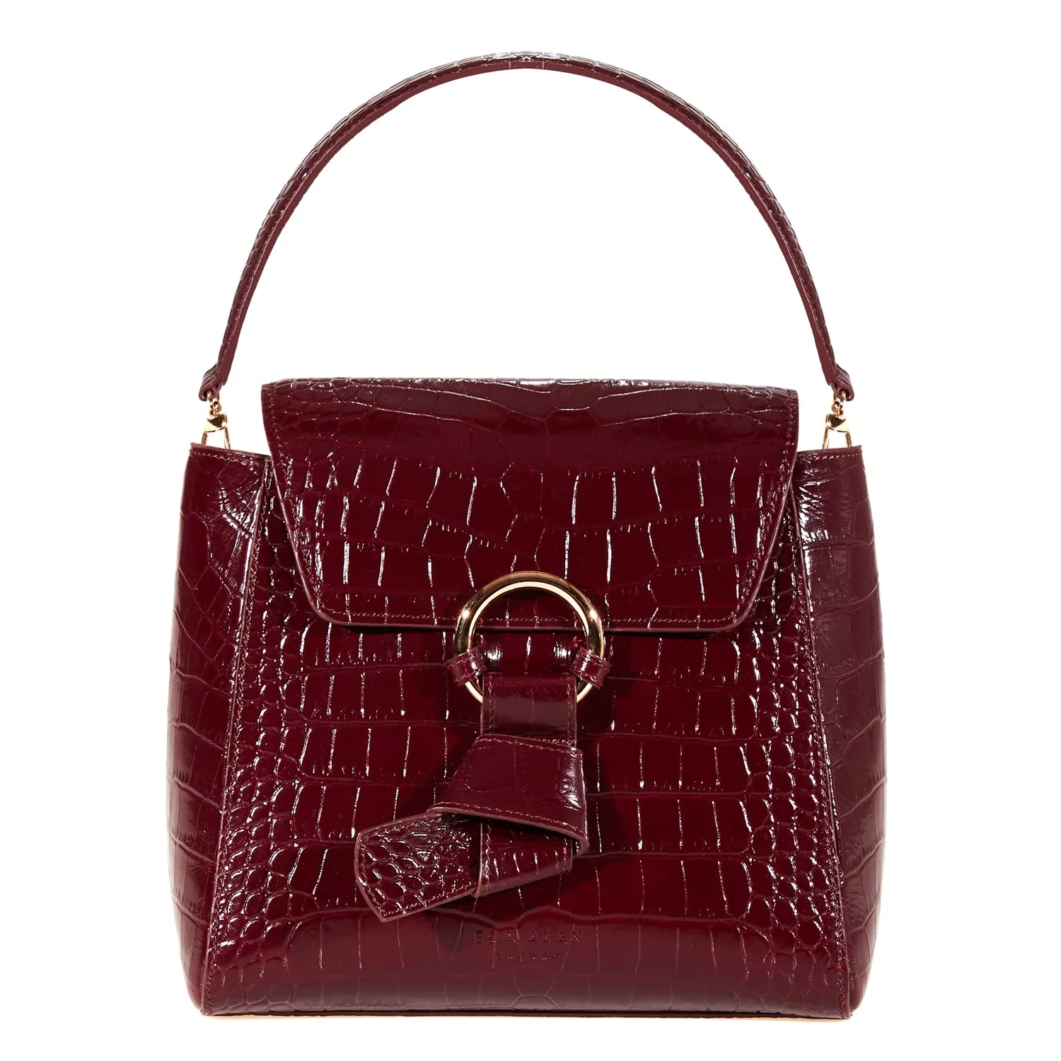 Midi Pimlico, Burgundy Top Handle Bag, Embossed