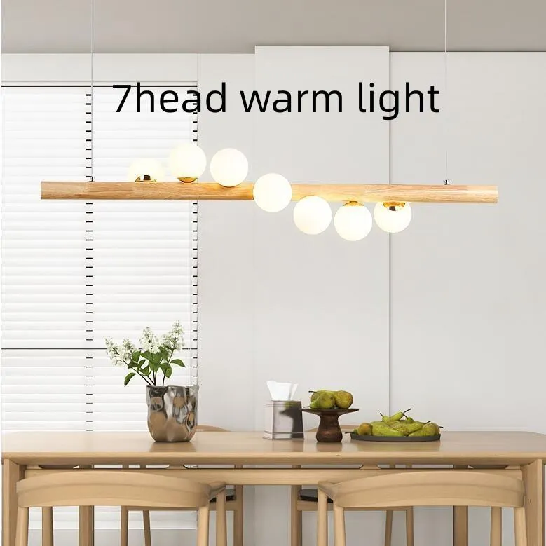 Modern Wooden LED Chandelier with Adjustable Height and Multiple Lighting Colors