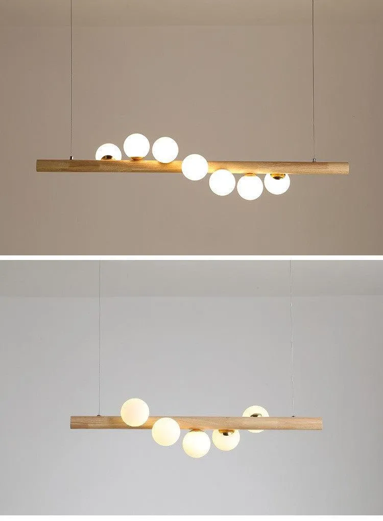 Modern Wooden LED Chandelier with Adjustable Height and Multiple Lighting Colors