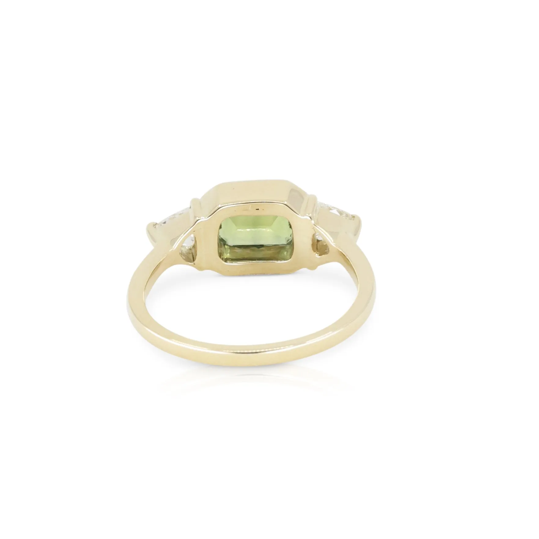 Parti Sapphire and Trillion Diamond Ring 14K Yellow Gold