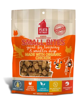 Platos Pet Treats Small Bites Made With Organic Chicken Meaty Morsel Dog Treats