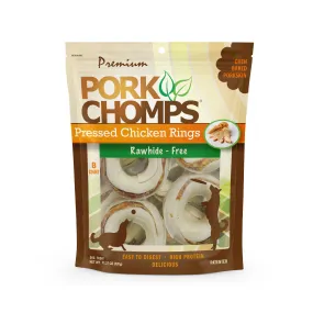 Pork Chomps 2.5 Pressed Pork Skin Rings with Real Chicken, 8 count Dog Chews