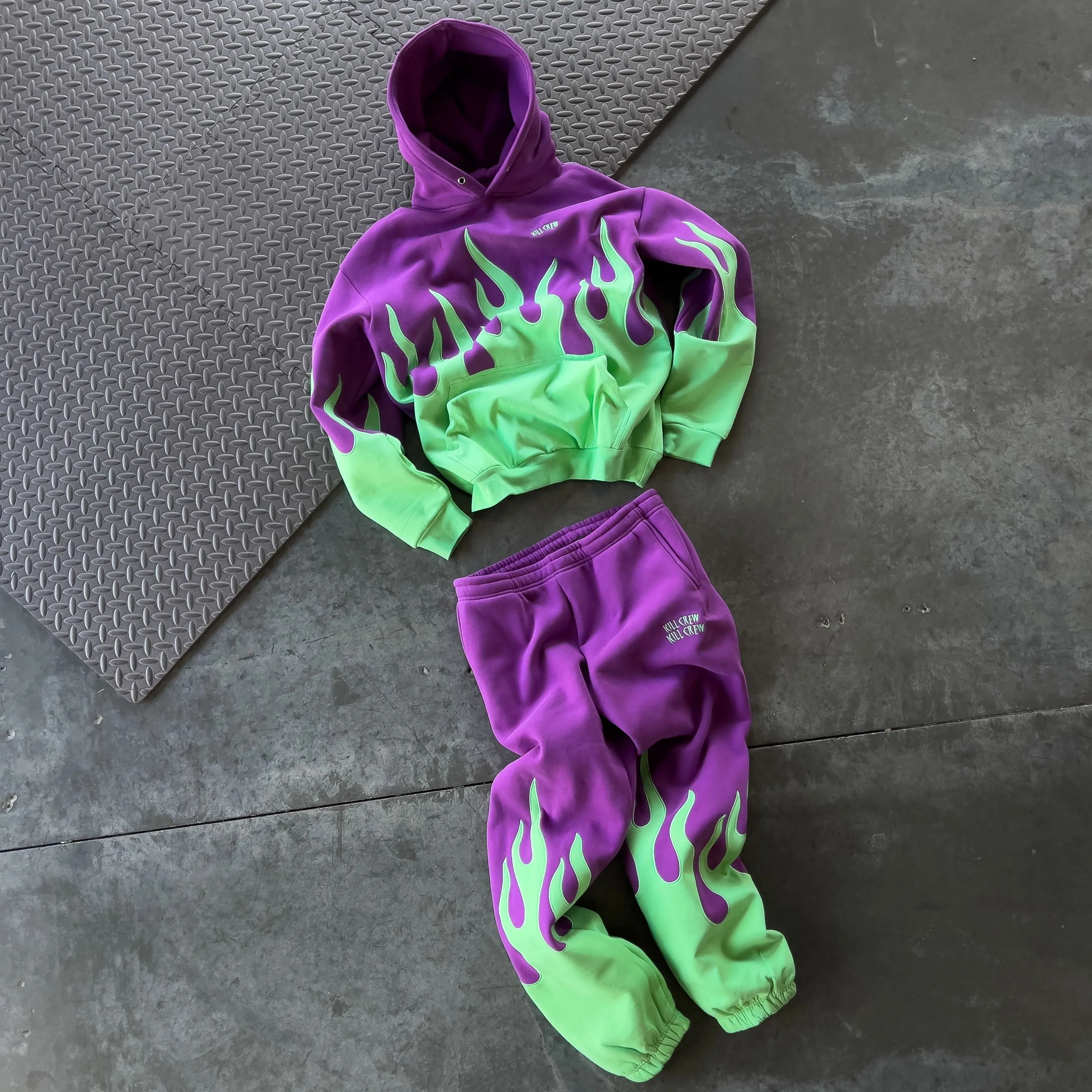 PREMIUM HEATER SWEATS - PURPLE / GREEN