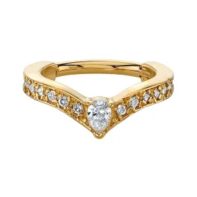 "Cherish Pear" Hinge Ring in Gold with DIAMONDS