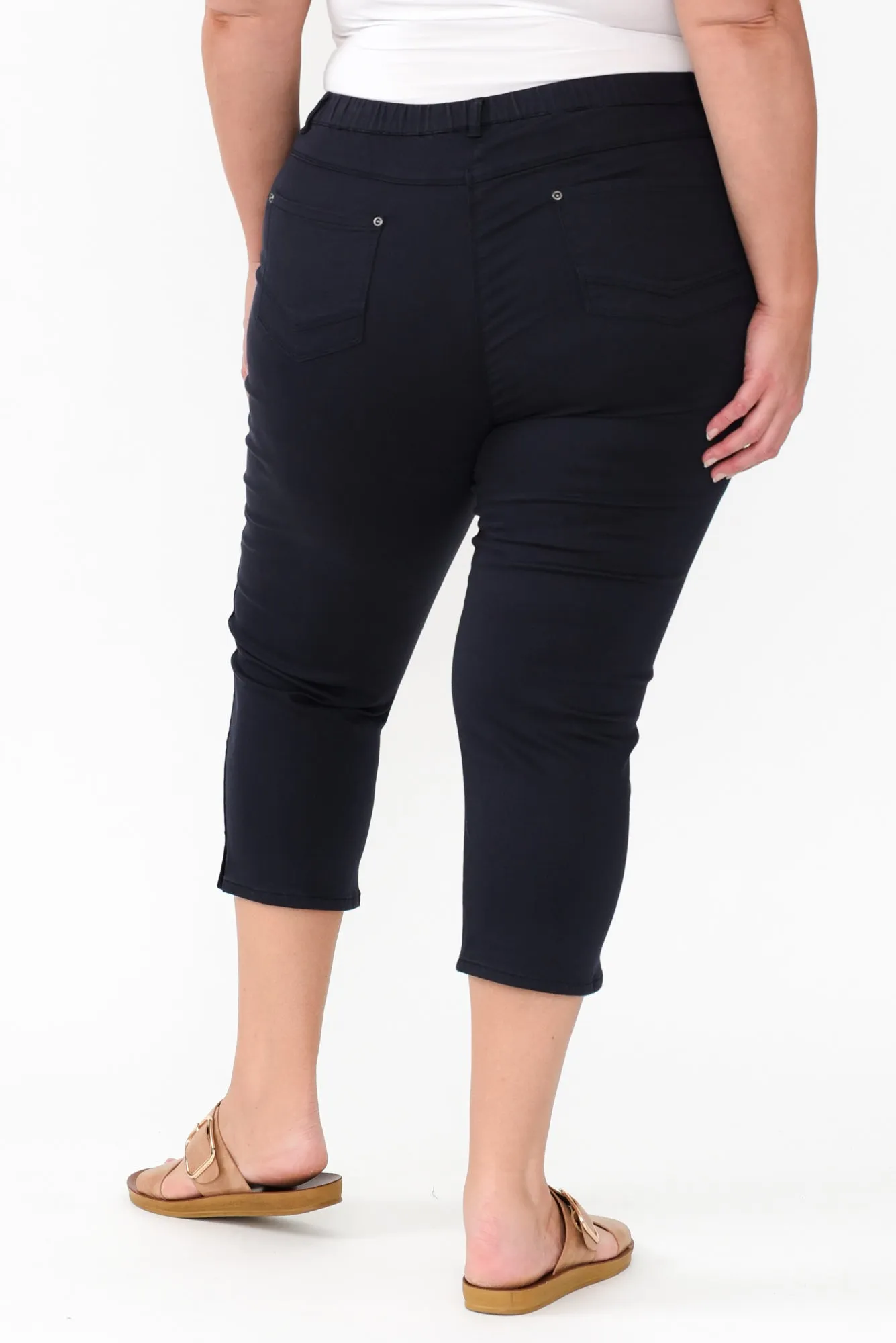 Reed Navy Stretch Cotton Capri Pants