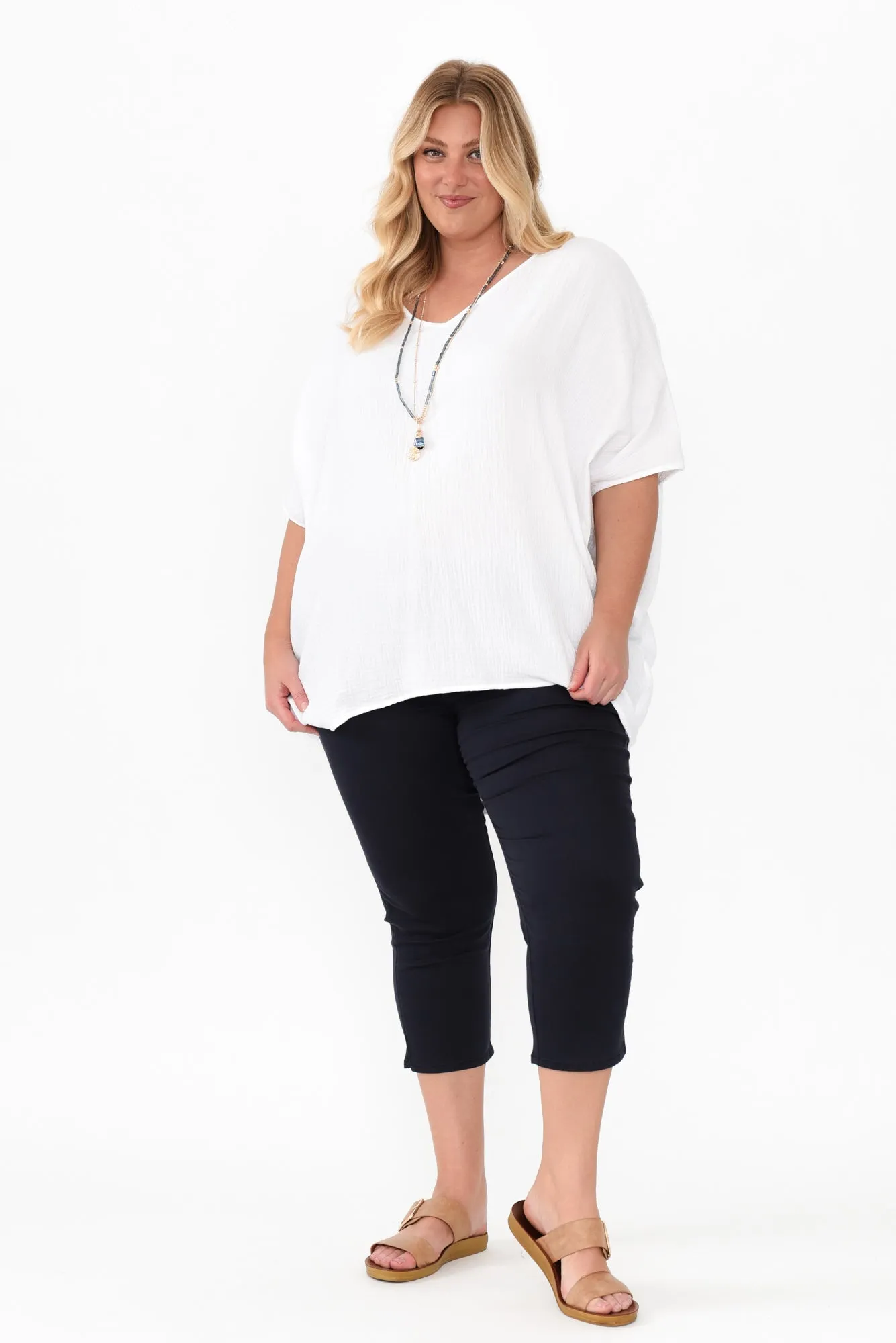 Reed Navy Stretch Cotton Capri Pants