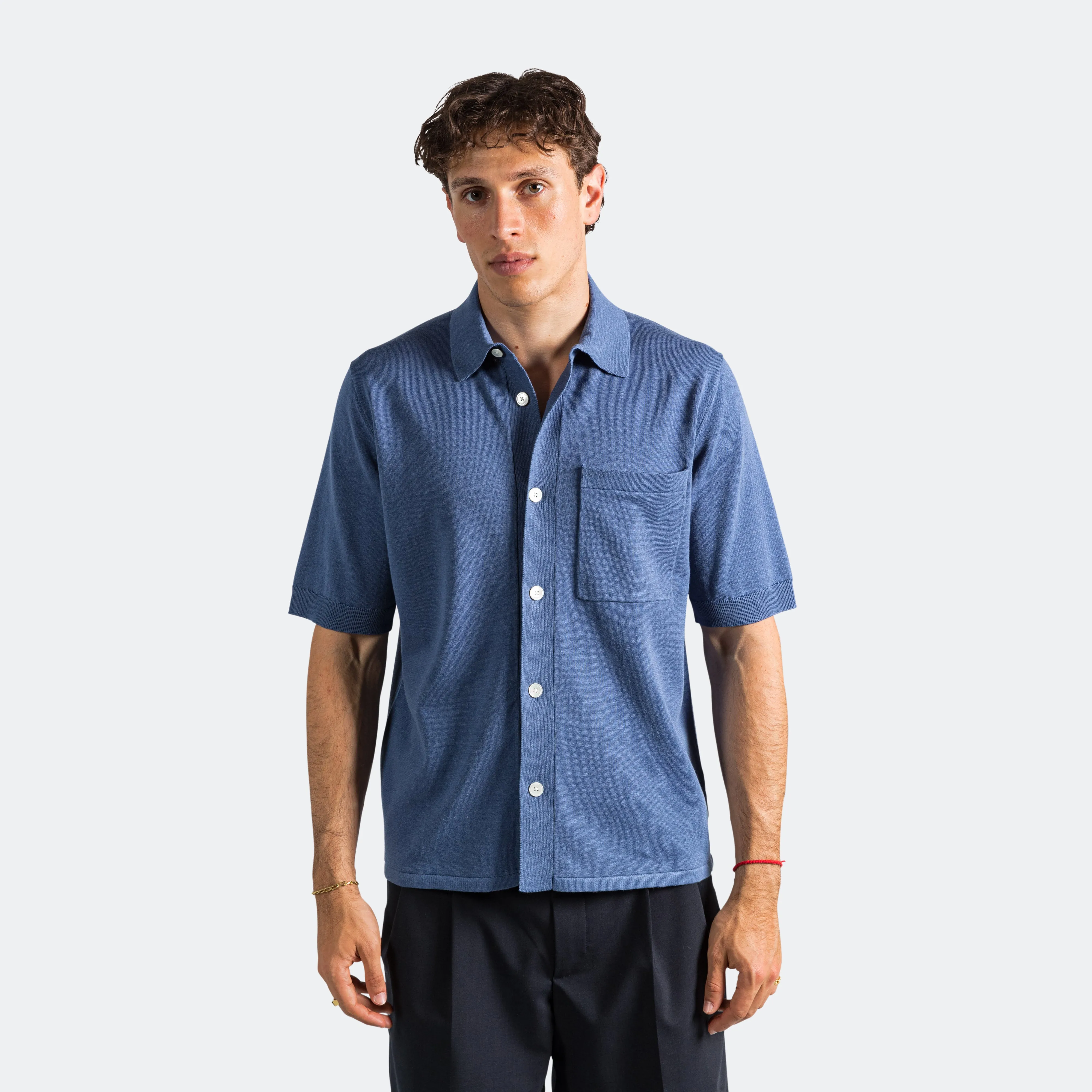 Rollo Cotton Linen SS Shirt - Calcite Blue