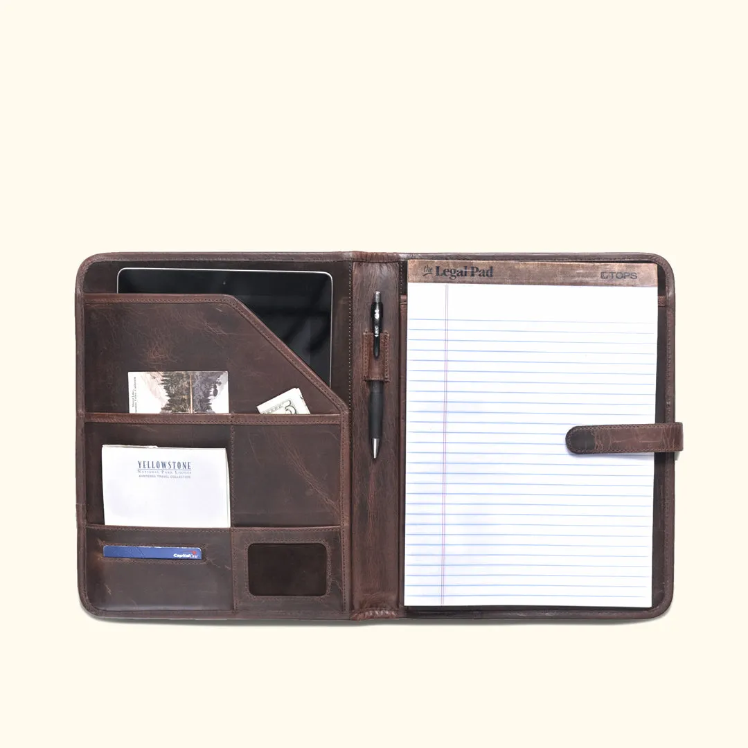 Roosevelt Leather Travel Padfolio | Dark Oak