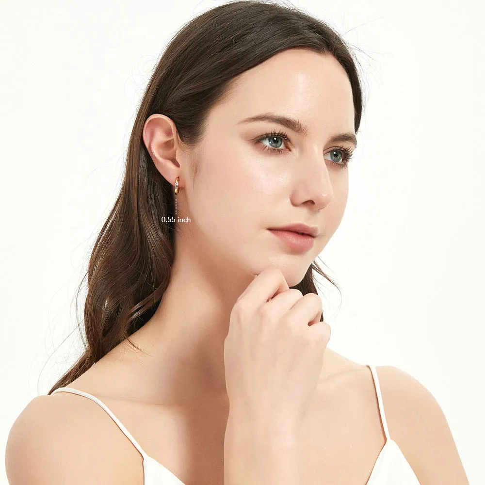 Solitaire CZ Small Hoop Earrings in Gold Flashed Sterling Silver