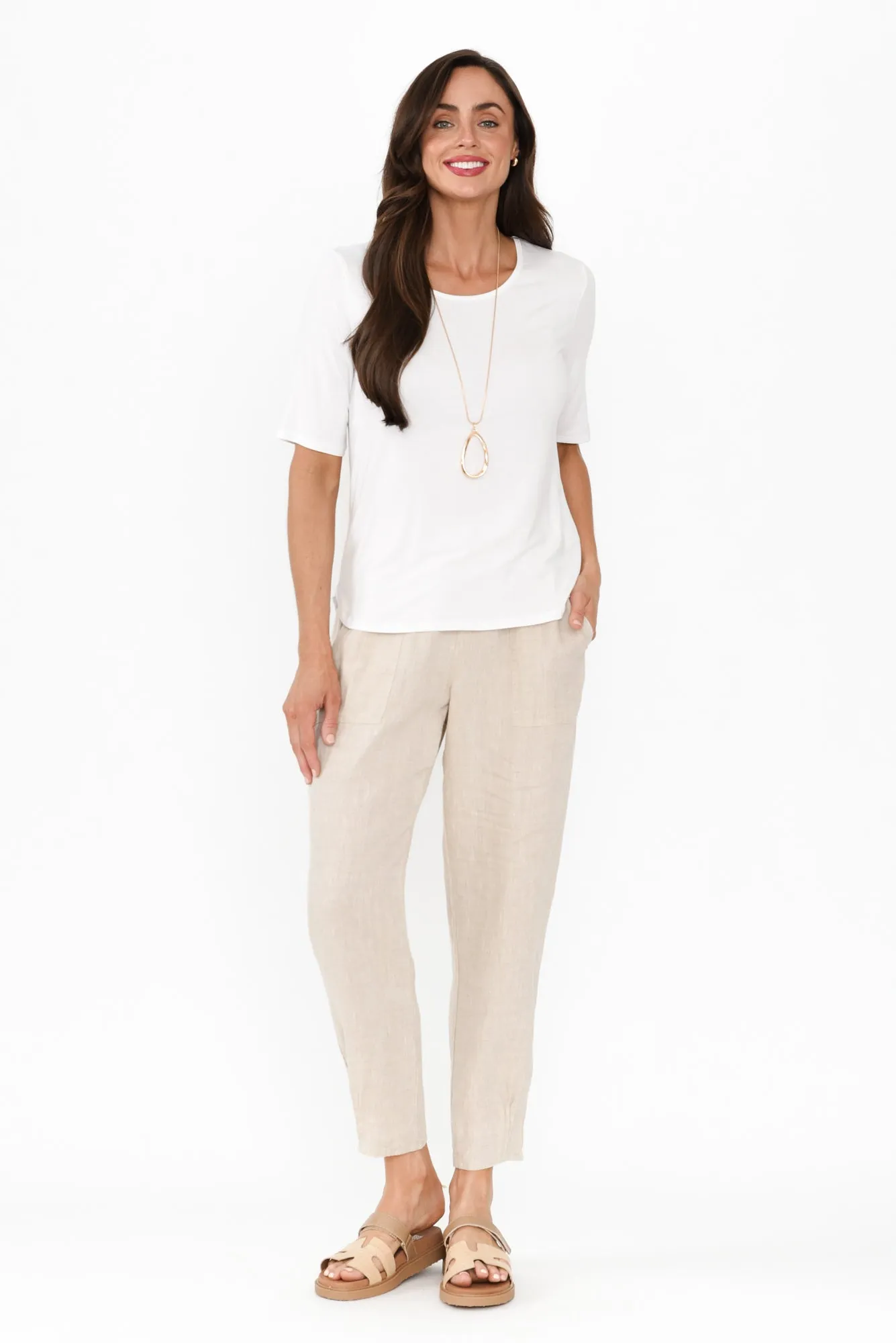 Tatum Beige Linen Pants