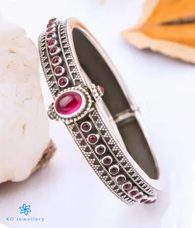 The Amira Silver Gemstone Kada/Bracelet (Red/Size 2.4)