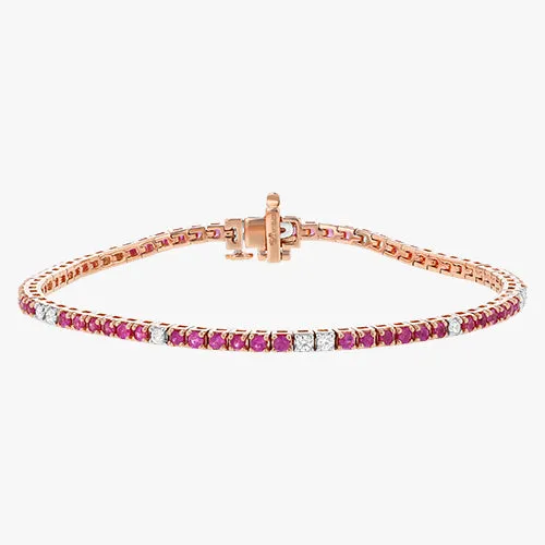 The Pink Sapphire and White Diamond Tennis Bracelet