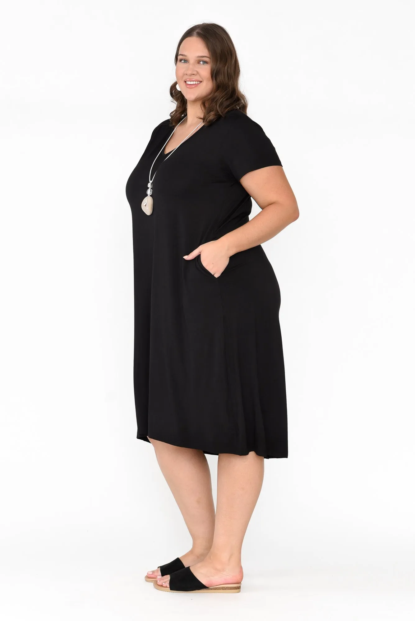 Tiffany Black Bamboo Tee Dress