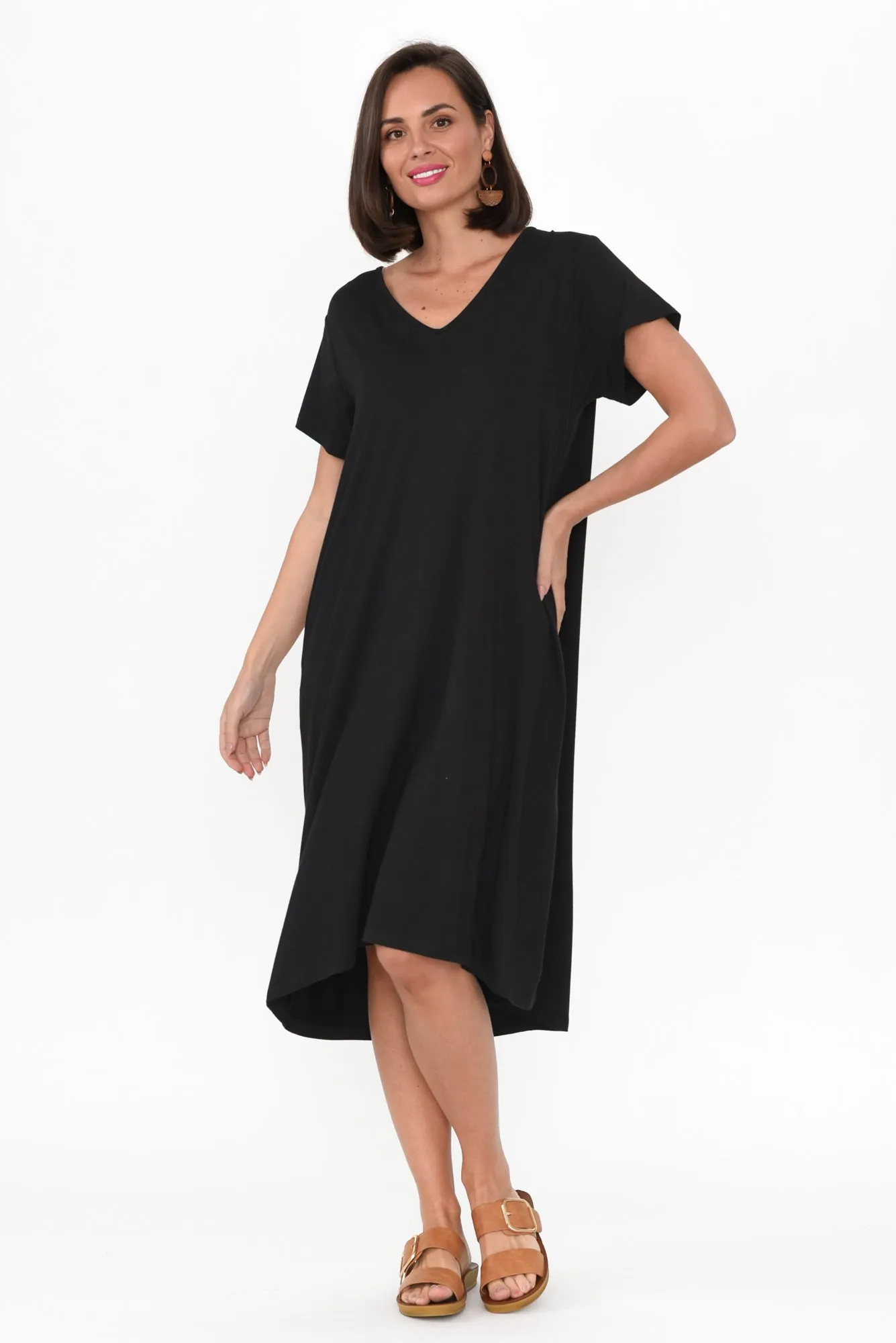 Tiffany Black Bamboo Tee Dress