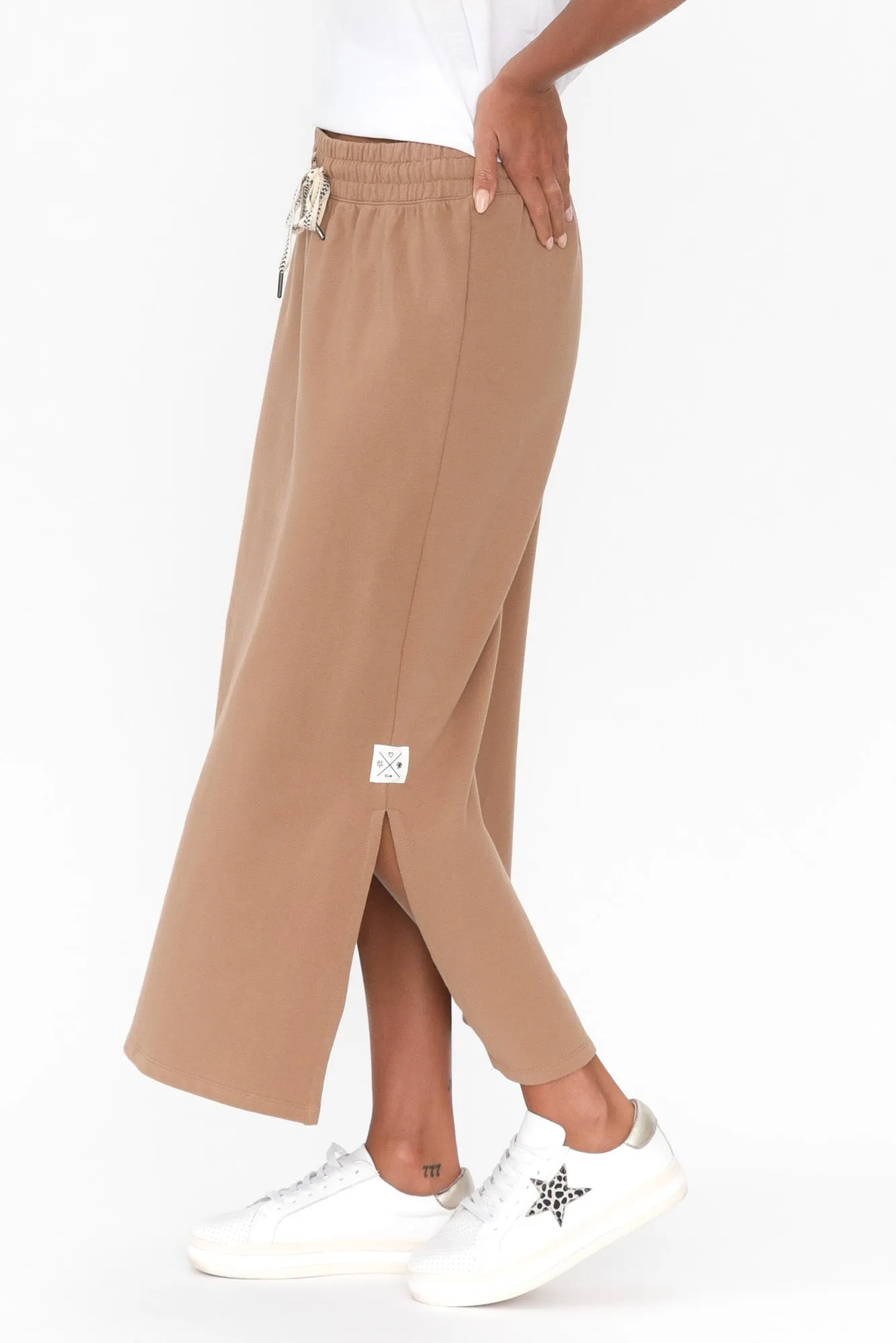 Travel Mocha Cotton Maxi Skirt